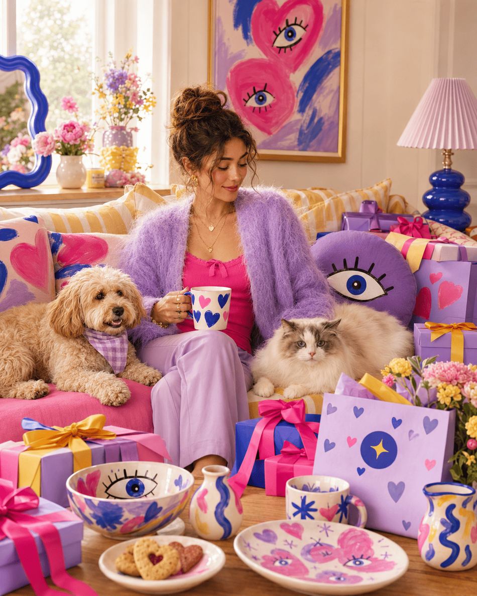 Kim op de bank met hond en kat