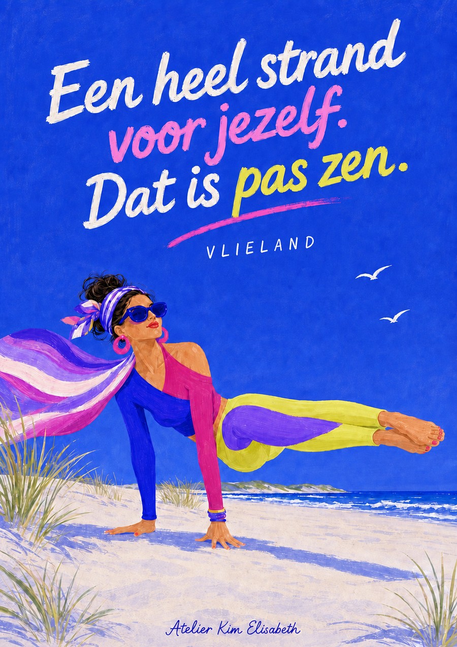 Ansichtkaart Vlieland: Een heel strand voor jezelf. Dat is pas zen.