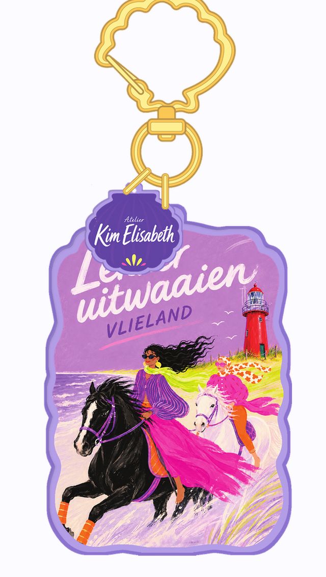 Tashanger Vlieland met twee paarden door de branding en de tekst Lekker uitwaaien