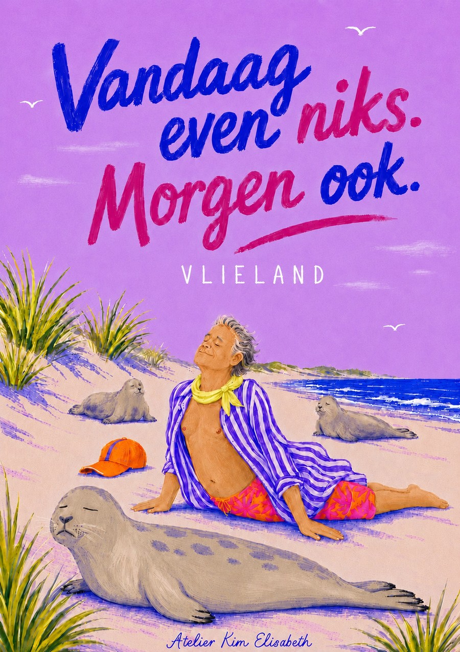Ansichtkaart Vlieland: Vandaag even niks. Morgen ook.